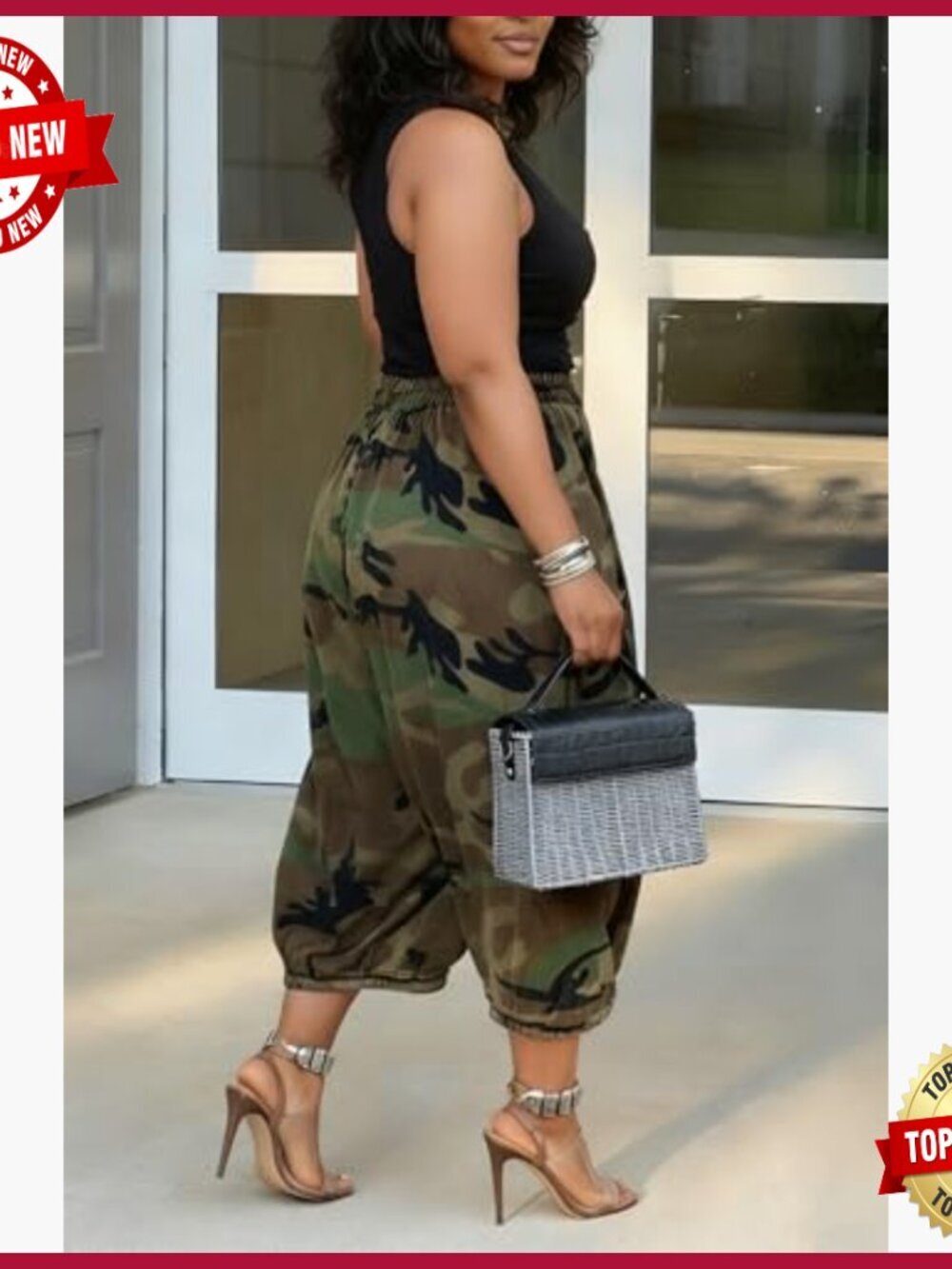 High Waist Wide Leg Camo Cargo Jeans Baggy Fatigue Pants Trousers - Picture 5 of 7